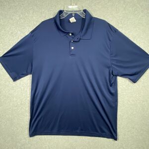 Hanes Polo Mens Sz XL Navy Cool DRI Performance Short Sleeve Shirt 3 Button